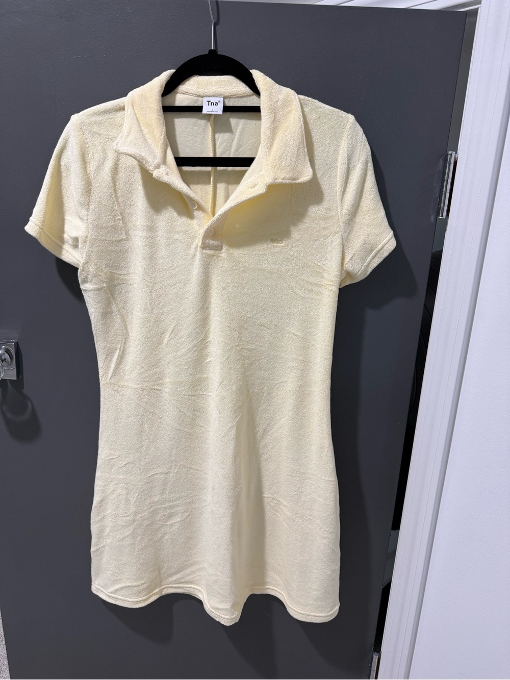 TNA Aritzia Yellow Short-Sleeve Terry Polo Dress